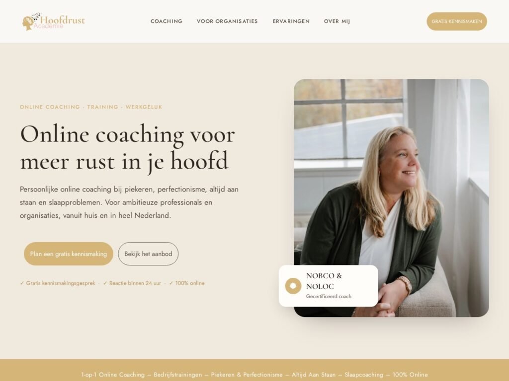 Hoofdrust Academie website designed and built by Lekker Creative