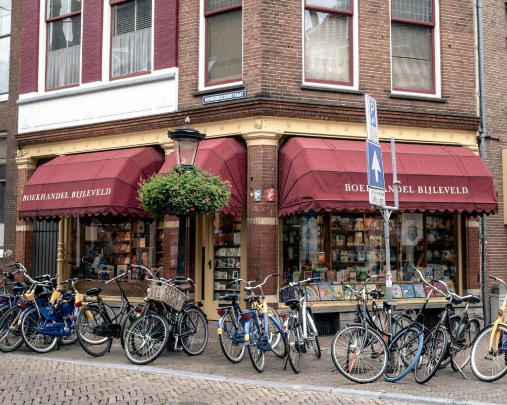 Local bookstore with bicycles parked out front